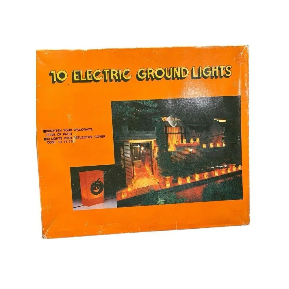 Vintage Halloween 10 Electric Ground Lights Tested Works Scary Walkway Lights